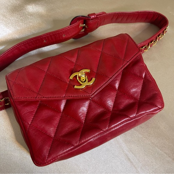 💕SOLD💕Chanel CC red quilted leather belt bag bum bag vintage - Picture 15 of 15